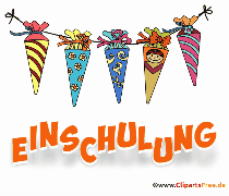 Einschulung Gif mit Schultüten animiert