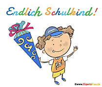 Endlich Schulkind Grußkarte animiert zum Verschicken