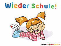 Gif-Animation mit fröhlichem Mädchen - Clipart Wieder Schule
