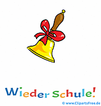 Gif-Animation mit Text Wieder Schule auf Deutsch mit Schulglocke
