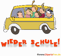Animation mit Bus Wieder Schule, Schulanfang