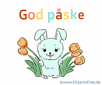 Frohe Ostern auf Dänisch Grusskarte mit Osterhase