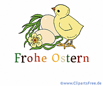 Frohe Ostern auf Deutsch E-Karte mit Küken