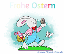 Grusskarte mit Osterhase - Frohe Ostern auf Deutsch