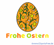 Karte mit Osterei Frohe Ostern