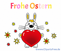 Osterhase mit Herz - Frohe Ostern auf Deutsch Gif