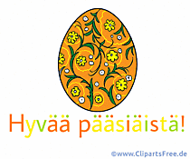 Frohe Ostern auf Finnisch Bild mit Osterei