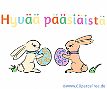 Glückwunschkarte  mit Osterhasen - Frohe Ostern auf Finnisch