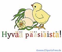 Gruss Frohe Ostern auf Finnisch mit Küken
