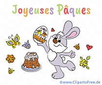 Kaninchen Frohe Ostern auf Französisch Gif-Bild