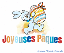 Ostarhase mit Ostergruss auf Französisch Clipart