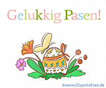 Animierte Glückwunschkarte zu Ostern auf Niederländisch
