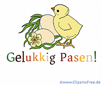 Bild mit Küken zu Ostern auf Niederländisch