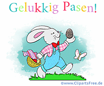 Cartoonbild Frohe Ostern auf Niederländisc