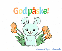 Frohe Ostern auf Norwegisch mit lustigem Osterhasen