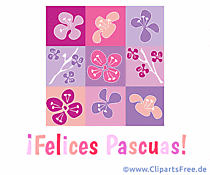 Frohe Ostern auf Spanisch Grusskarte mit Blumen