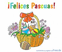 Korb zu Ostern Grusskarte auf Spanisch