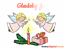 Animertes Gif-Clipart mit Engeln und Kerzen auf Dänisch