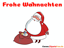 Weihnachtsmann mit Geschenken Gif Glückwunsch auf Deutsch