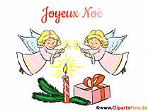 Engel und Kerzen zu Weihnachten Weihnachtgruss auf Französisch