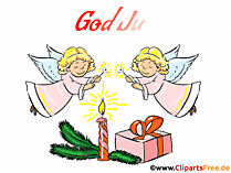 Frohe Weihnachten auf Norwegisch Grusskarte mit Engeln