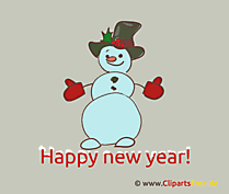 Lustige Animation Schneemann zu Silvester kostenlos