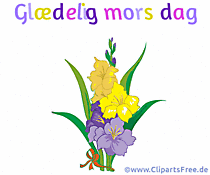 Grußkarte mit Blumen zum Muttertag auf Dänisch