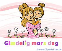 Mor och barn Illustration för mors dag på danska