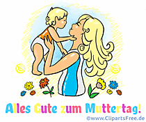 Motinos dienos paveikslas su mama ir vaiku