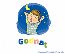 Animation mit Gute Nacht Gruß auf Dänisch