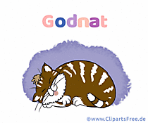 Katze schläft - Gute Nacht auf Dänisch Clipart