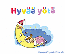 Clipart Gute Nacht auf Finnisch