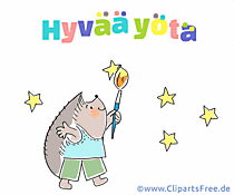 Grusskarte Gute Nacht auf Finnisch