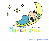 Gute Nacht auf Finnisch Grußbild