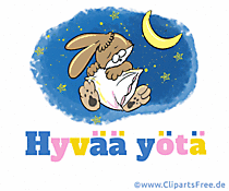 Gute Nacht auf Finnisch schöne Grusskarte