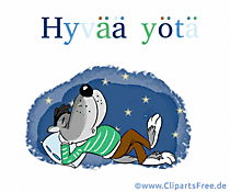 Gute Nacht eCard auf Finnisch