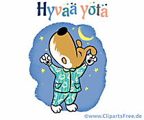 Zeit ins Bett zu gehen Bild - Gute Nacht auf Finnisch