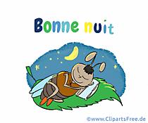 Comicbild Gute Nacht auf Französisch zum Versenden an Freunde