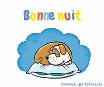 Gute Nacht Gruß auf Französisch als animiertes Bild