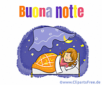 Animierte Karte mit GuteNachtSpruch auf Italienisch