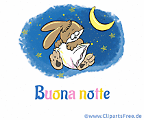 Cartoon Gute Nacht auf Italienisch