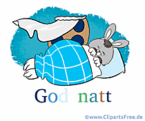 Cartoon-Bild Gute Nacht auf Norwegisch