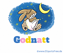 Hase mit Kissen geht ins Bett - Gute Nacht auf Schwedisch Bild
