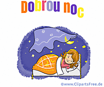 Animierter Cartoon Gute Nacht auf Tschechisch