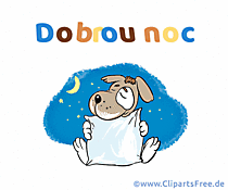 Gif-Bild Hund mit Kissen - Gute Nacht Grüße auf Tschechisch