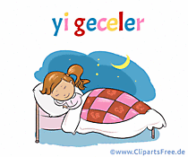 Gute Nacht auf Türkisch Bild, Clipart, Illustration