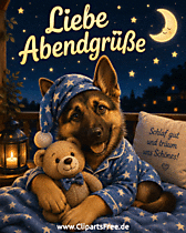 Schönen Abend Wünsche mit deutschem Schäferhund