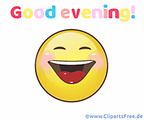 Gif Smiley mit Text Guten Abend auf Englisch