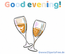 Gläser mit Sekt - Guten Abend Wunsch auf Englisch