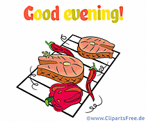 Grillabend Clipart - Guten Abend auf Englisch Karte